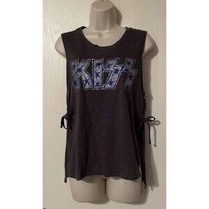 Lucky Brand KISS Glittery Muscle Side Tie Graphic Band Tank Top Medium with Tags